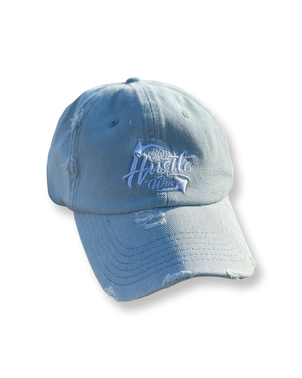 Denim Pray Hustle Win Hat (Distressed)